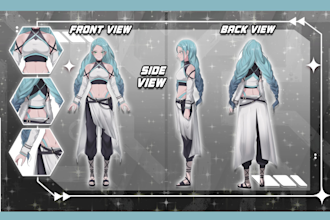 draw your character reference sheet design,original character,pfp in anime style
