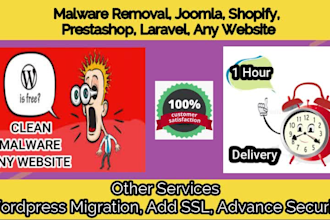 wordpress malware removal, shopify, joomla, wix, laravel, any website