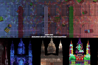 create building or set projection mapping animation