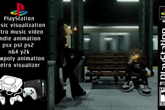 create retro ps1 ps2 n64 low poly style 3d animation for music visualizer