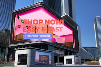 viral 3d anamorphic billboard animation, commercial video ads for led screen