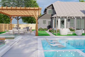 create your landscape, yard, pool, terrace design and render images and video