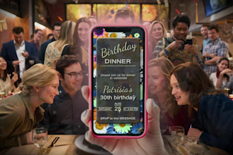 be making a video invitation to a birthday dinner