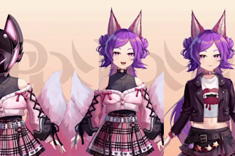 draw and rig 2d vtuber model live2d vtuber model commission anime vtuber live2d