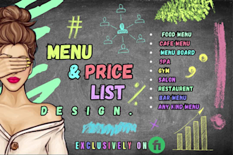 design modern menu restaurant menu and any kind of business