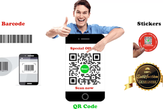 make bulk custom barcode, qr code and stickers with logo for product or service