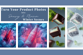 create icy, snow covered frozen winter scenes effects for your product photos