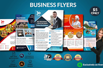 design amazing corporate business flyer or real estate, travel and food flyer
