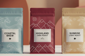 premium coffee bag packaging and coffee product labels