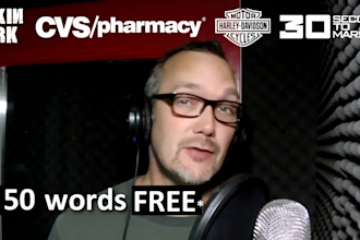 record voice over first 50 words free 24hrs turn time