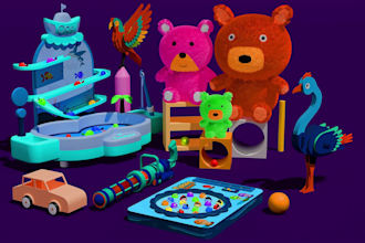 create 3d printable toys, games, buildings, characters
