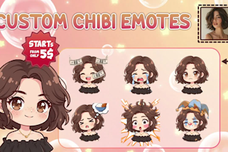 draw custom chibi twitch emotes, stickers, animated sub badges vtuber streamer