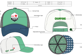 make your hat and cap mockup tech pack