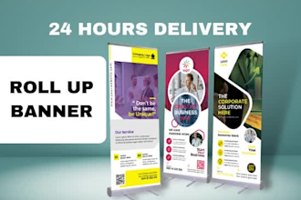 design roll up banner, pull up or retractable banner in 24 hours