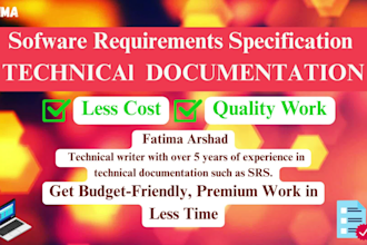 do srs document, uml diagrams and technical documentation with friendly budgets