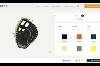 create any 2d 3d baseball glove, softball glove configurator on shopify kickflip
