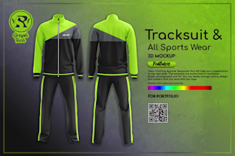 do 3d tracksuit and apparel streetwear mockup for your brand