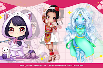 draw cute chibi character kawaii anime pfp vtuber art illustration