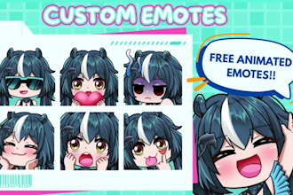 draw twitch emotes, chibi emotes, animated emotes, vtuber emotes for your stream