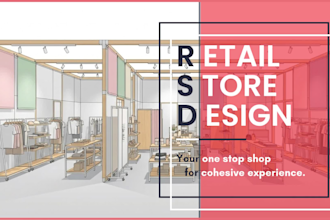 create retail store , shop, and boutique interior design with layout and 3d
