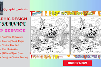 do spot the hidden object differences coloring pages for amazon KDP