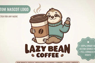 create custom mascot logo or cartoon character design