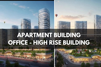 design apartment building, high rise building and render