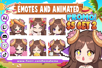 draw chibi animated emotes for twitch, youtube, discord