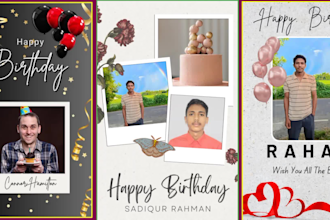 design birthday posters,banners,birthday cards for any theme