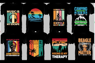 create any custom and retro vintage graphics t shirt design
