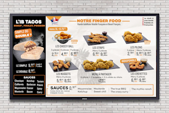 design attractive food menu board or animated restaurant menu
