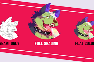 draw your furry, fursona character headshot, profile, avatar