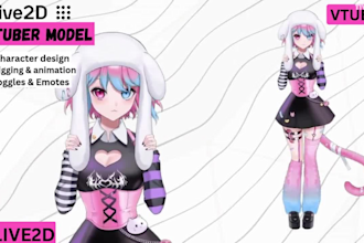design 2d vtuber model, vtuber model, anime vtuber model, live2d rigging