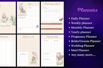 design printable planner, journal, tracker, calendar for etsy and KDP page cover