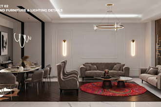 design luxury 3d living room and executive home office