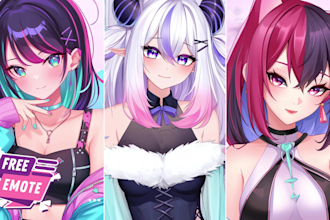 draw anime original character, pfp, fanart, vtuber, concept art, anime character