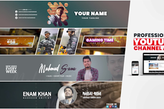 design creative youtube banner or gaming channel art