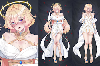 draw custom dakimakura body pillow anime art, oc, waifu, husbando, sfw