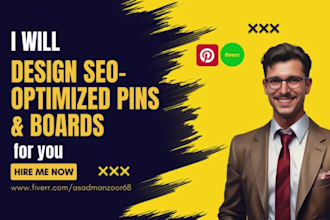 create seo optimized pins, posts and boards as pinterest manager