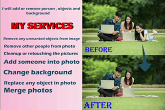 remove or add objects, people, change background using photoshop