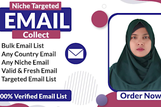 collect niche targeted active and valid email addresses list