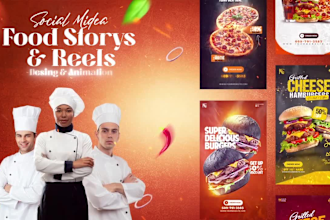 create facebook video ads for food reels, storys, and banner