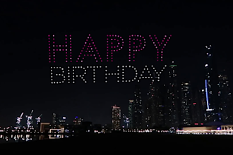 do 3d drone show, birthday surprise show, birthday drone show, drone light sow