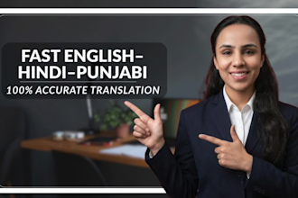 translate english to hindi or punjabi within 24 hours