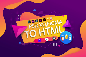convert PSD, xd, and figma to HTML using tailwind CSS vuejs nuxtjs alpinejs