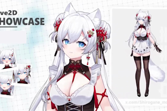 male and female 2d vtuber character, live2d model, vtuber design vtube studio