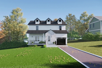 create 3d rendering exterior, backyard, porch, patio