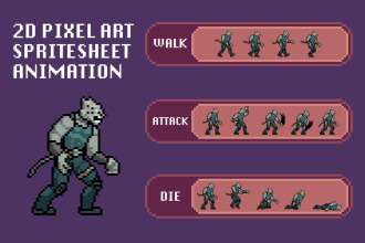 do pixel art design and animation sprite sheet