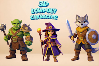 model 3d low poly character, rigging for unity unreal or roblox game