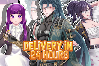draw amazing your original character anime fan art, furry art, oc, vtuber model